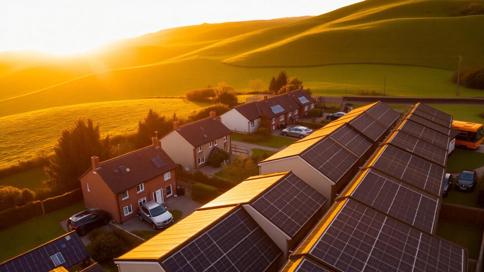 Sunset over solar homes
